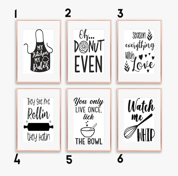 Funny Kitchen Quotes A5 A4 A3 Prints Kitchen Decor 