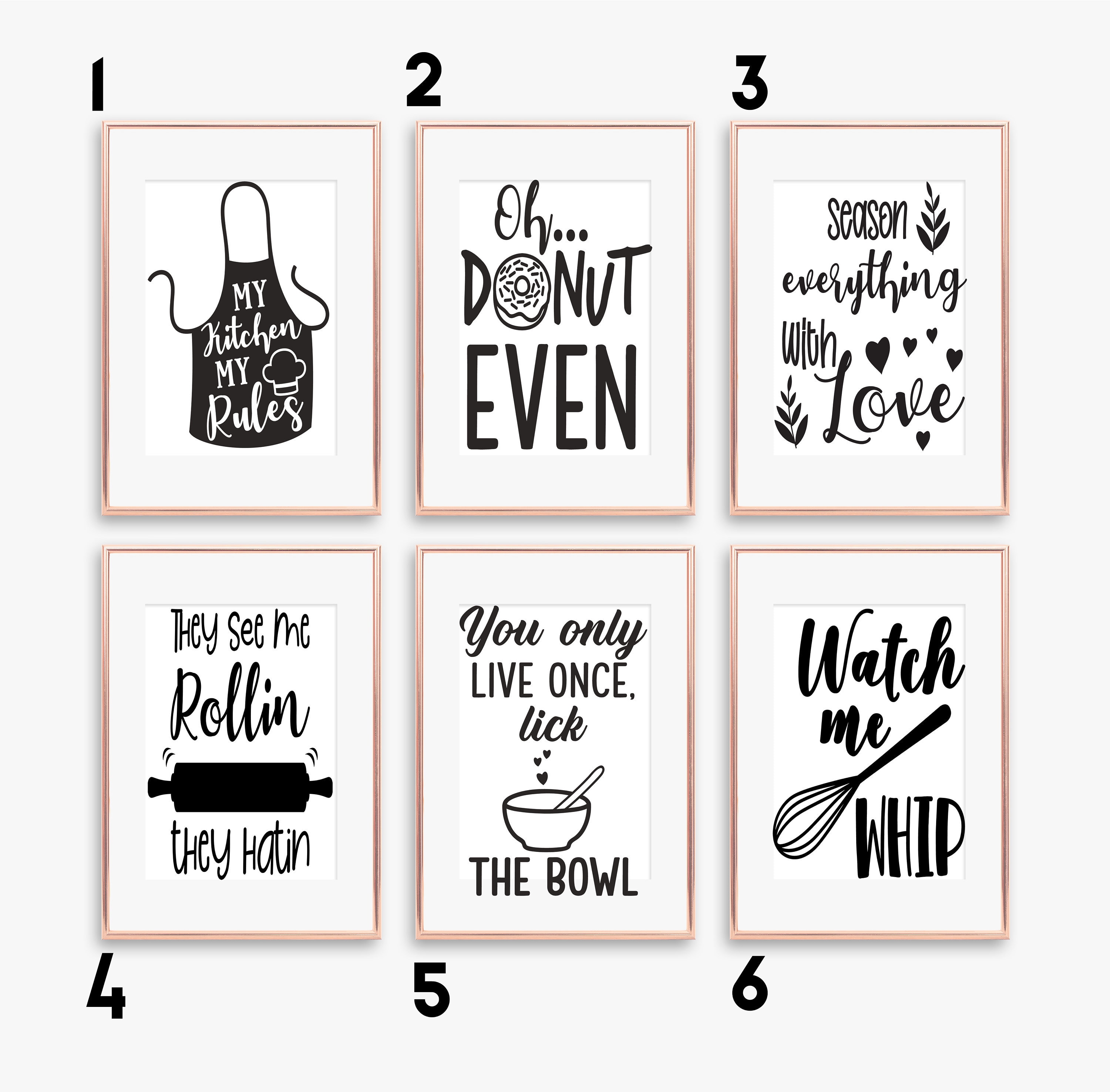 Baking Print Set Funny Kitchen Print Set Kitchen Puns 