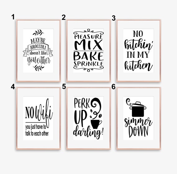 Funny Kitchen Quotes A5 A4 A3 Prints Kitchen Decor 