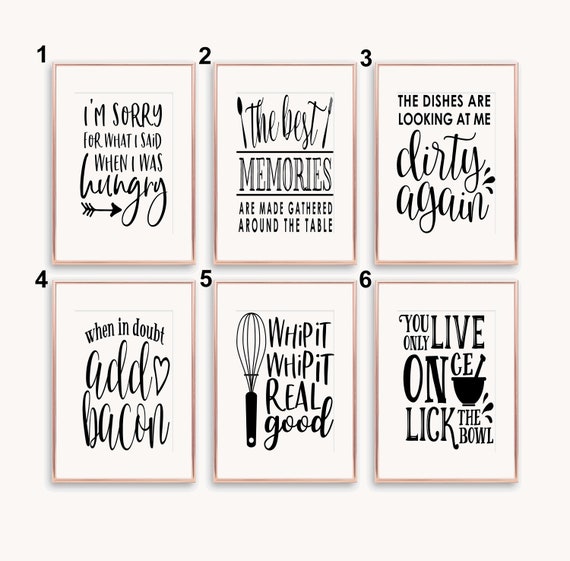 Funny Kitchen Quotes A5 A4 A3 Prints Kitchen Decor 