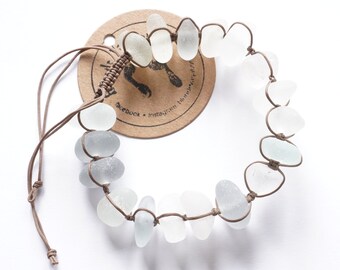 Macramé armband zeeglas: verstelbare strandsieraden