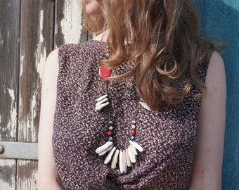 Seashell Macrame Necklace: Bohemian Necklace, Beach Wedding Necklace