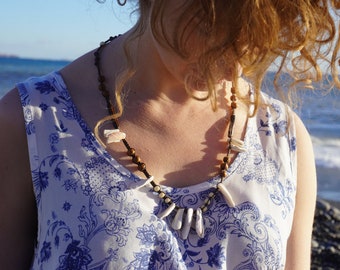 Seashell Macrame Necklace: Shell Necklace, Bohemian Jewelry, Beach Necklace, Shell Jewelry