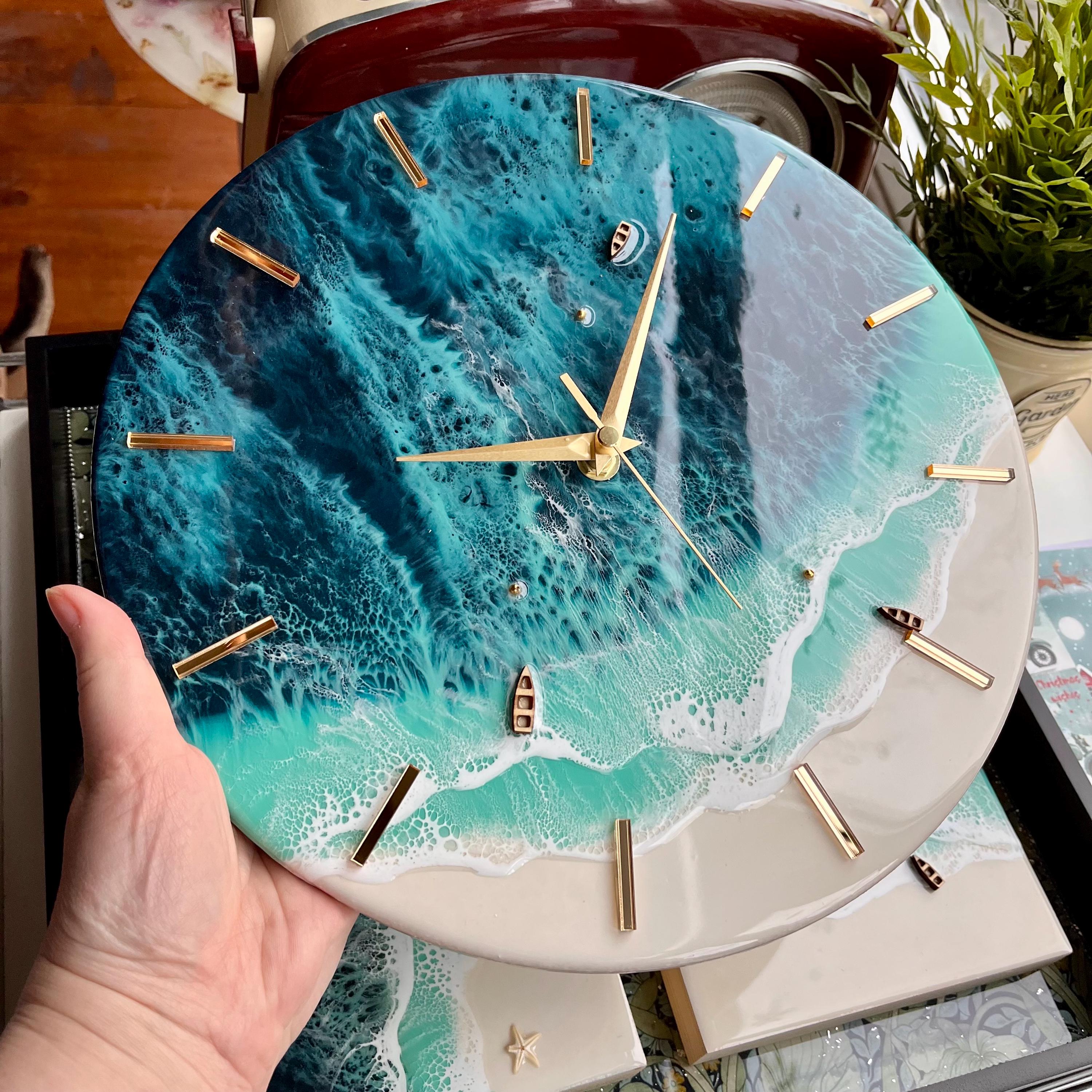 D30cm MADE ON ORDER “ocean in Your Hands” Wall Resin Art Clock - Etsy