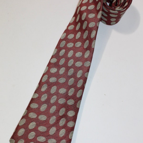 vintage 80's -90's -Dunhill- Men's neck tie. Silk / Linen blend - Jacquard woven.  3 3/4" wide. Made in Italy