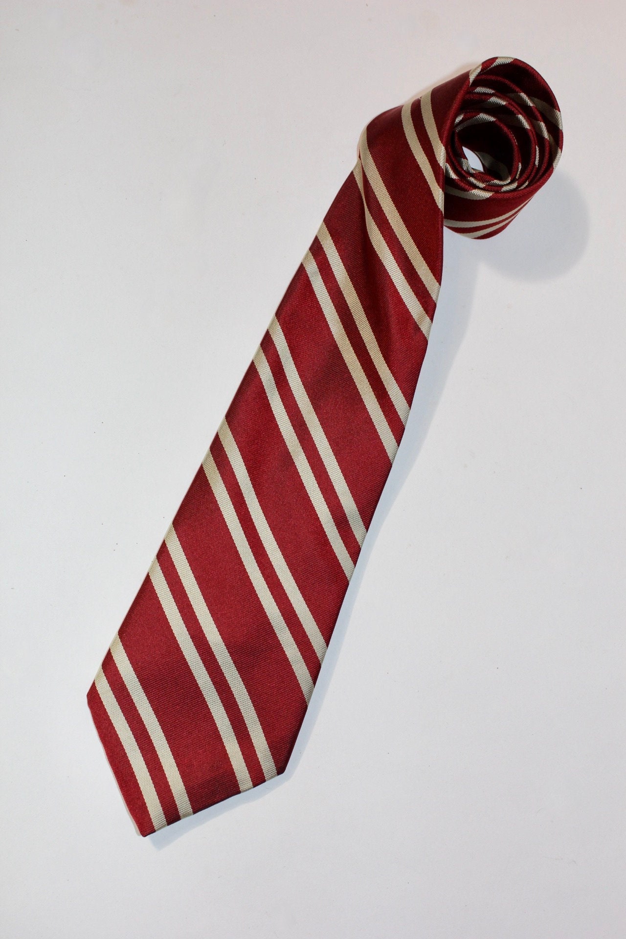 Louis Vuitton Silk Stripe Burgundy Tie - Vintage Lux