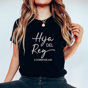 Camisa Española Cristiana, Camisa Hija del Rey, Camisetas Bíblicas, Camiseta Religiosa Española de Mujer Regalo