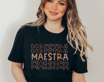 Chemise Maestra, Professeur d’espagnol, Professeur bilingue, Cadeau chemise d’enseignant, Cadeau Maestra, Appréciation de l’enseignant, Professeur d’anglais langue seconde, Chemise d’espagnol