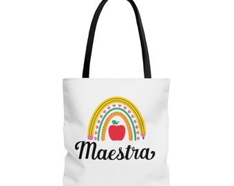 Maestra Bag Gift, Spaanse Leraar, Maestra Gift, Spaanse Leraar Gift, Tweetalige Leraar Dank u Gift, Maestra de Espanol, Teacher Bag