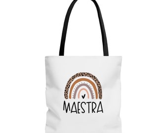 Maestra Tas Cadeau, Spaanse Leraar, Maestra Gift, Spaanse Leraar Gift, Tweetalige Leraar Dank u Gift, Maestra de Espanol, Teacher Bag