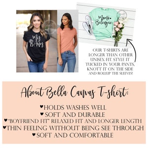 May include: Two women wearing Bella Canvas t-shirts. The t-shirts are longer than other unisex t-shirts. The text on the shirts reads "Mis 15 Anos" and "Mam&aacute; Biling&uuml;e".