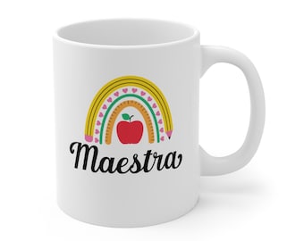 Kubek Maestra z motywem tęczy dla nauczyciela języka hiszpańskiego