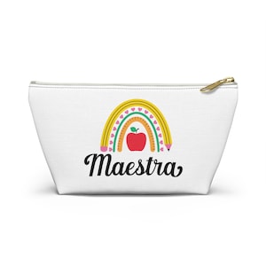 Maestra Pouch Bag , Spanish Teacher, Maestra Gift, Spanish Teacher Gift, Bilingual Teacher Thank you Gift, Maestra de Espanol, Teacher Bag