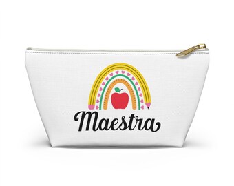 Maestra Pouch Bag , Spaanse Leraar, Maestra Gift, Spaanse Leraar Gift, Tweetalige Leraar Dank u Gift, Maestra de Espanol, Teacher Bag