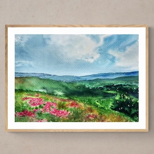 Mountain landscape print digital download Watercolor print Mountain wall art downloadable Mountain landscape wall art print digital print