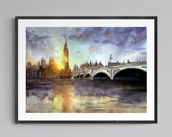 Londen print digitale download Londen afdrukbare muur kunst Big Ben print Londen kunst aan de muur wordt afgedrukt Londen digitale print Londen poster afdrukken