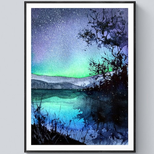 Northern Lights Art Print Digital Download Aurora Digital Etsy