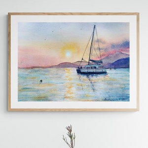 Sailing wall art prints digital download Seascape wall art digital prints Nautical wall art Sailing art Coastal art print Seascape sunset
