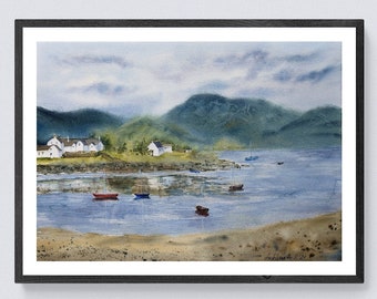 Impresión digital de arte paisajístico de Escocia Arte mural de montaña escocesa Impresión digital de paisaje de las Tierras Altas de Escocia Descarga digital Arte imprimible de Escocia