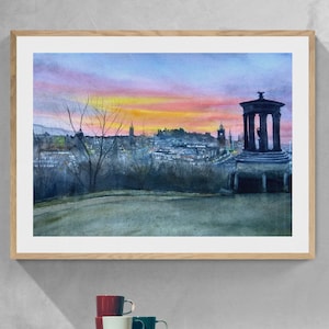 Edinburgh print digital download Edinburgh wall art print Calton Hill poster Scotland printable art Dugald Stewart Edinburgh art print