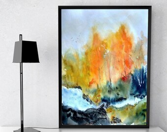 Abstract wall art digital download Autumn art print Abstract landscape printable wall art Abstract autumn wall art Fall print downloadable