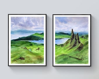 Scotland Highlands landscape print downloadable art Set of 2 prints Scotland landscape print Isle of Skye Scotland printable art