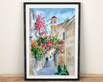 Greece wall art print digital download Crete poster digital print Greece painting digital art Mediterranean wall art Greece watercolor print