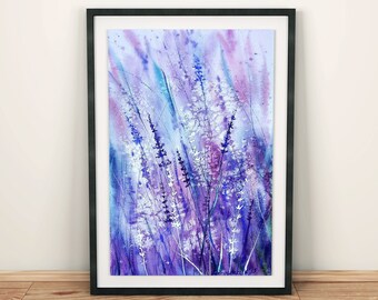 Lavender wall art prints digital download Lavender poster printable art Abstract Purple print Lavender watercolor print downloadable art