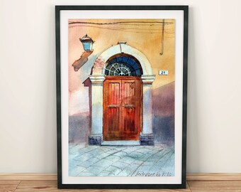 impression numérique de porte vintage, impression numérique de porte ancienne, art mural européen de porte ancienne, impression aquarelle de porte rustique, impression d'art mural italien