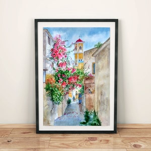 Greece wall art print digital download Crete poster digital print Greece painting digital art Mediterranean wall art Greece watercolor print