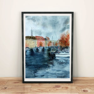 Copenhagen wall art prints Downloadable art Copenhagen print digital download Copenhagen poster Copenhagen travel print Copenhagen cityscape