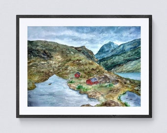 Nordic wall art print digital download Scandinavian wall art Downloadable art Mountain print Norway landscape print