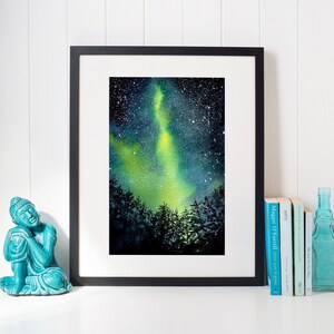 Northern lights art print digital download Aurora digital print downloadable art Polar lights wall art Night Sky print Aurora printable art image 2