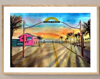 Flagler Avenue print digital download New Smyrna Beach printable art Florida beach print Flagler Avenue wall art Beach poster wall decor