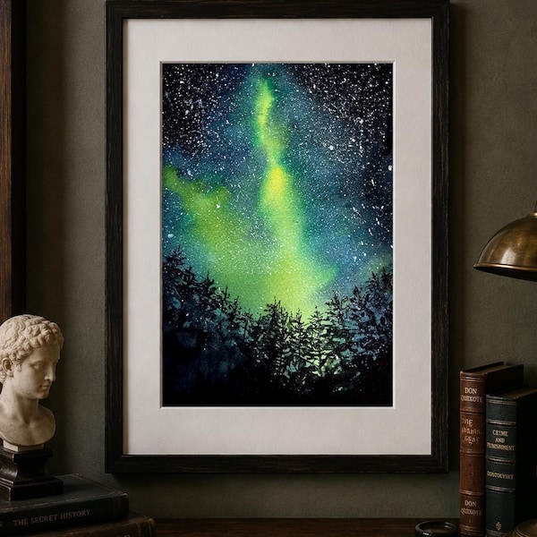 Northern lights art print digital download Aurora digital print downloadable art Polar lights wall art Night Sky print Aurora printable art