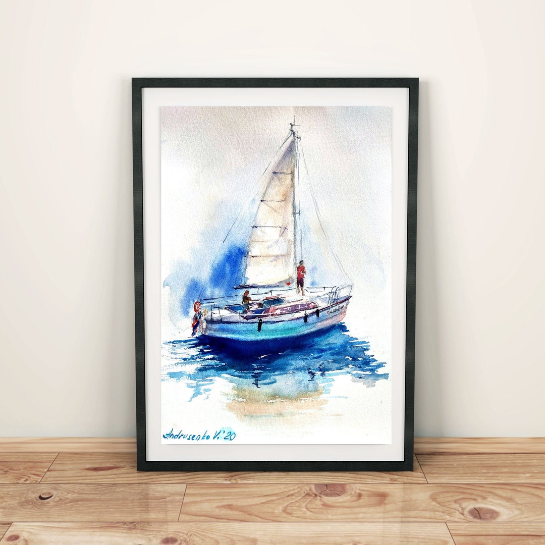 Sailing Wall Art Yacht Poster Fathers Day Gift Sailboats Print Regatta ...