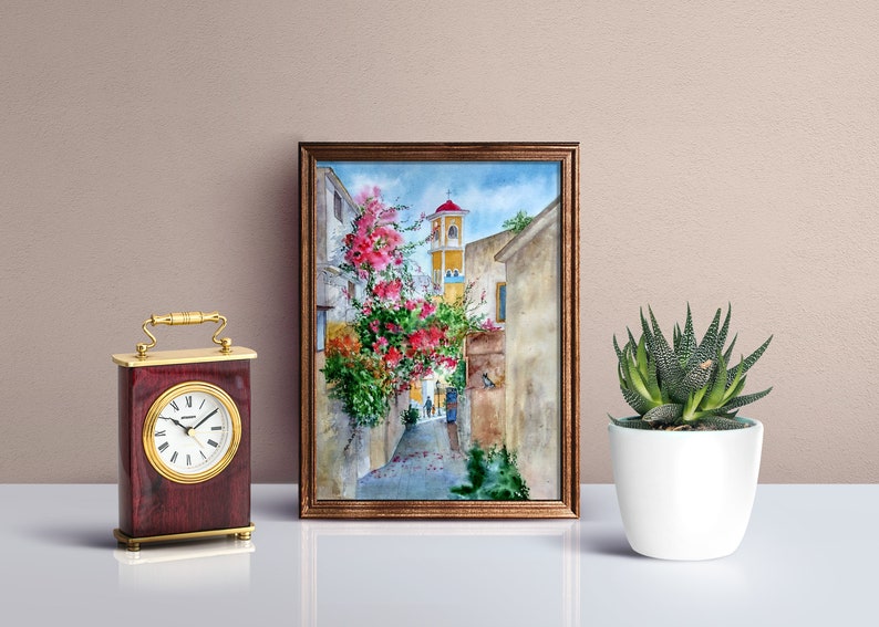 Crete poster Greece painting print Mediterranean wall art Etsy