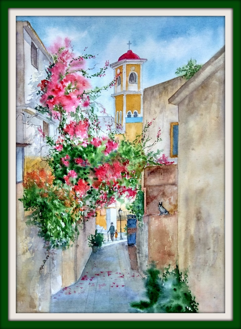 Crete poster Greece painting print Mediterranean wall art Etsy