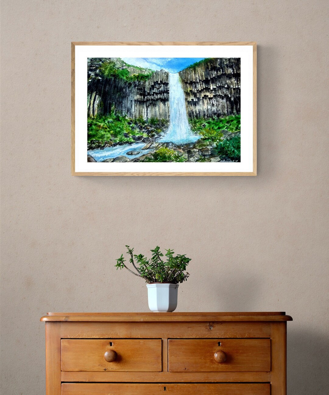 Iceland Wall Art Print Digital Download Svartifoss Icelandic Waterfall ...