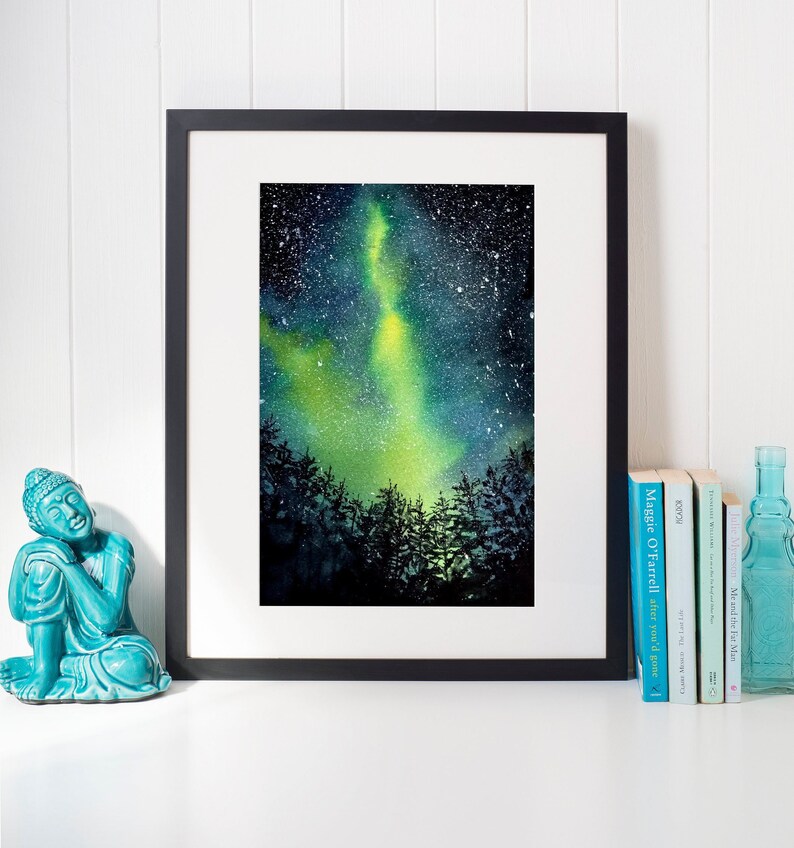 Northern lights art print digital download Aurora digital print downloadable art Polar lights wall art Night Sky print Aurora printable art image 2