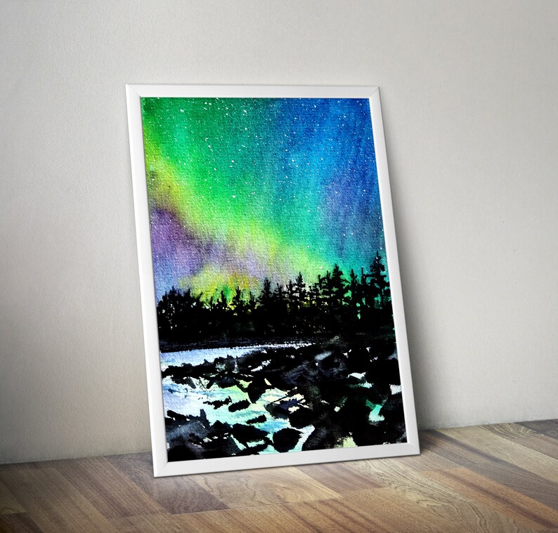 Northern Lights Art Print Digital Download Aurora Printable Etsy