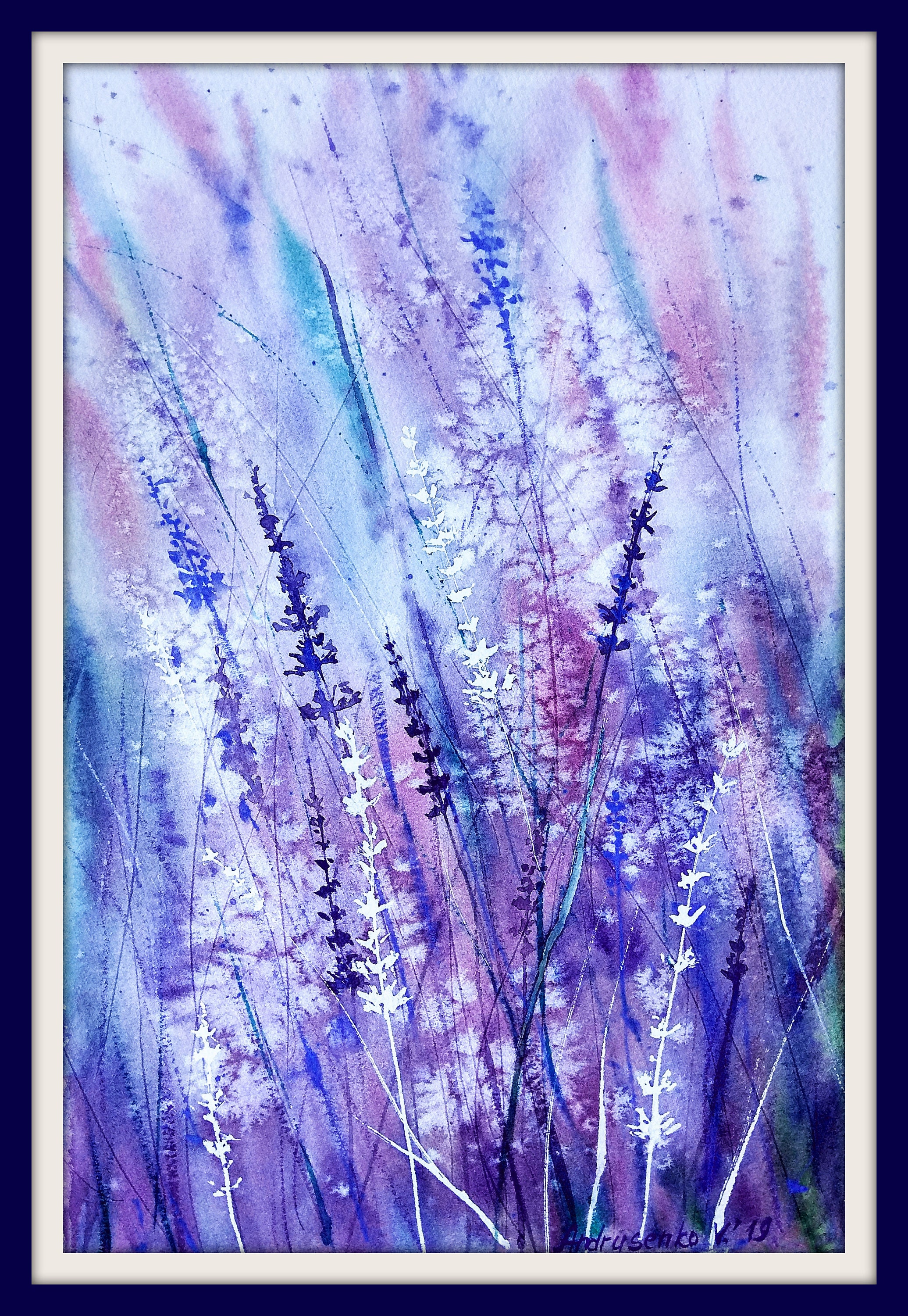 Abstract lavender wall art Watercolor lavender poster Purple Etsy