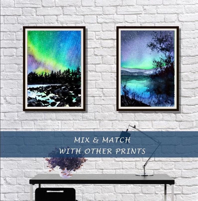 Northern Lights Art Print Digital Download Aurora Printable Etsy