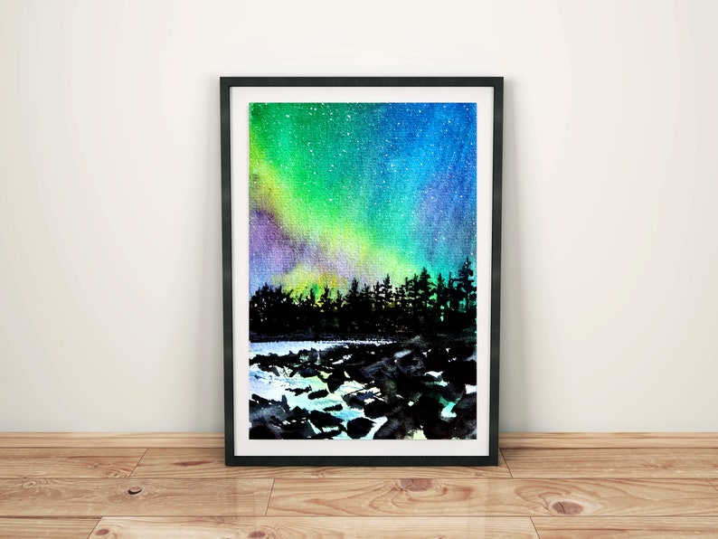 Northern Lights Art Print Digital Download Aurora Printable Etsy