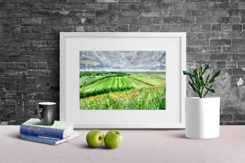 English countryside wall art Wiltshire landscape print Stormy Etsy