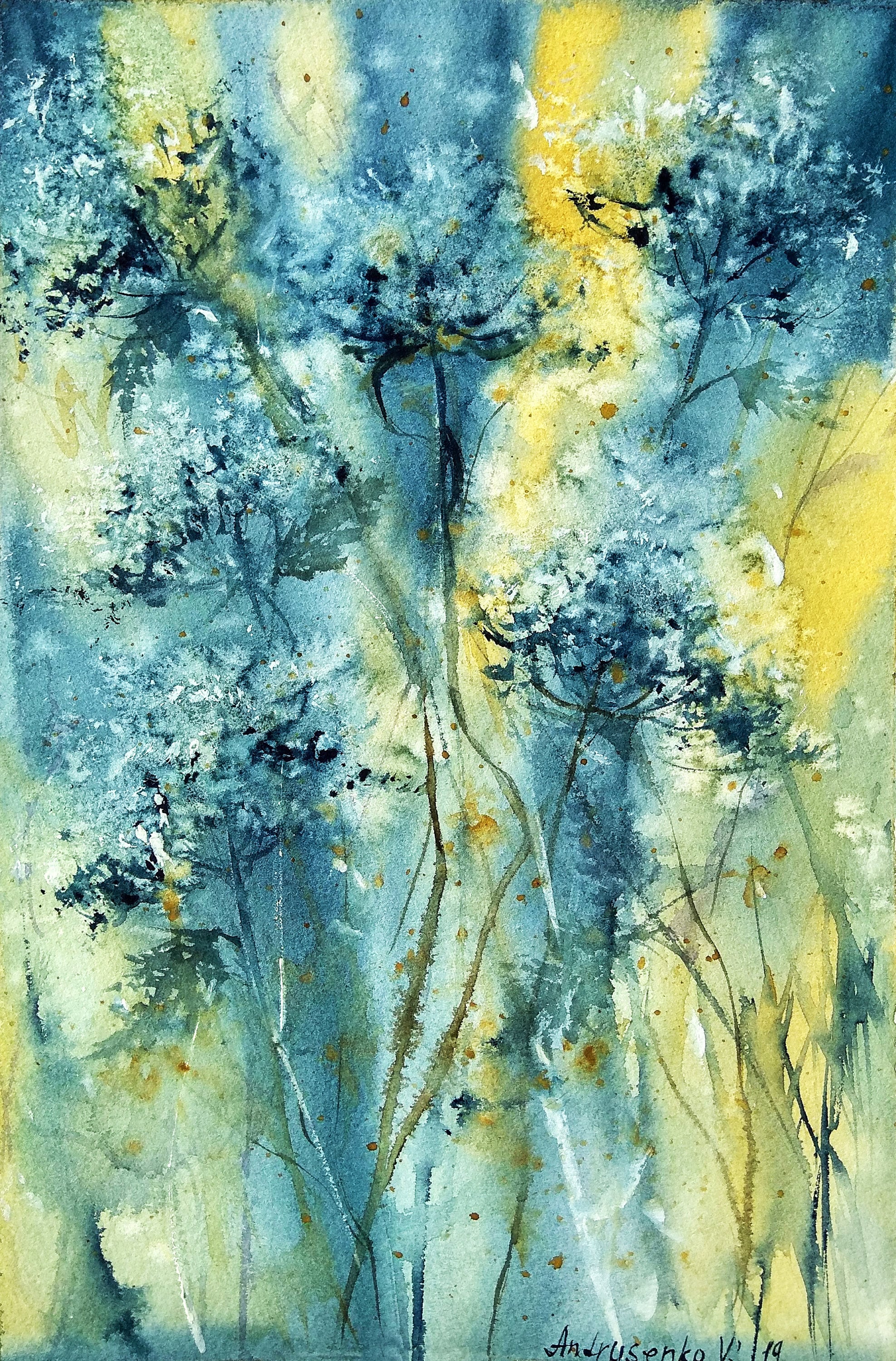 Abstract grass painting poster Wild grass print Abstract Etsy