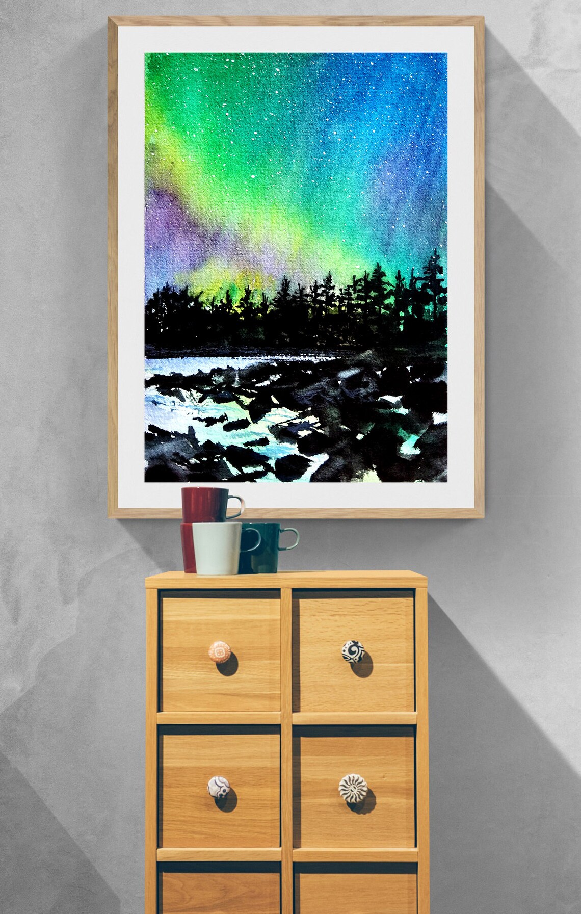 Northern Lights Art Print Digital Download Aurora Printable Etsy