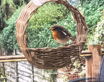 Comedero para pájaros con ventana de sauce grande, noveno aniversario de bodas ENTREGA INCLUIDA