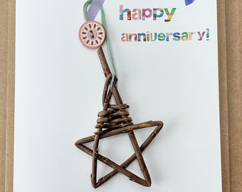 Tarjeta de aniversario Willow Star, regalo artesanal para el noveno aniversario.