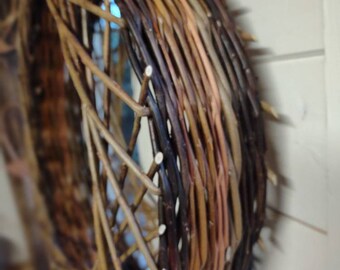 Comedero para pájaros de mimbre extragrande, hecho a mano, para ventana o árbol.